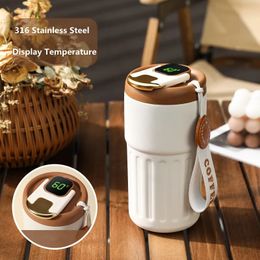 Smart Thermos Bottle Water Digital LED Temperature Coffee Cup 316 Stainless Steel Vacuum Office Business Portable Mug 240516