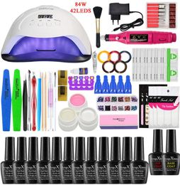 36485490W LED UV nail lamp for nail set acrylic extension kit Kit 10 Colours polish Uv Gel set for manicure9342025