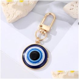 Key Rings Turkish Blue Eye Pendant Keychain Keyring For Men Women Couple Freind Gift Evil Bag Car Accessories Wholesale Jewellery Drop D Otlhf