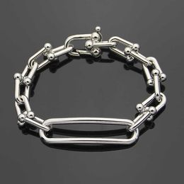 Fashion Titanium Steel T-Letter Large U-shaped Chain Bracelet Couple Mens and Womens Bracelet Set Bracelet BLFG