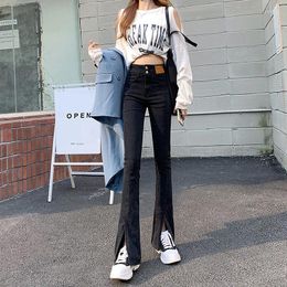 Women's Jeans 2024 Slit Women's High Waist Skinny Slimming Chic Micro Flared Pants