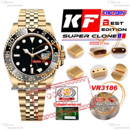 126718GRNR VR3186 Automatic Mens Watch KF 40 Ceramic Bezel Black Dial 18K Yellow Gold Wrapped 904L JubileeSteel Bracelet Super Edition Same Series Card Puretime