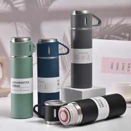 Stainless Steel Thermos Cup Large Capacity Vacuum Flask Coffee Tea Travel Water Bottle Office Business Style 240516
