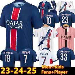 24 25 Maillot MBAPPE Soccer Jerseys Kids Kit 23/24 Player Version Training Pre Match 2023 2024 Maglia Paris Home Away Football Shirt HAKIMI FABIAN VITINHA O DEMBELE