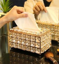 Tissue Case Storage Box Shinning Gold Silver Glass Paper Container for Restaurant Car Home el18302483786387