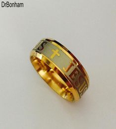 High quality european USA tungsten ring 8mm Gold filled Jesus Ring men women engrave letter bible ring3930225