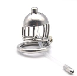 Stainless Steel Device Cock Cage With Silicone Urethral Catheter Spike Ring BDSM Sex Toys For Men Sex Slave Penis Lock1787081