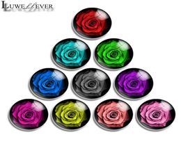 10mm 12mm 14mm 16mm 20mm 25mm 30mm 580 Rose Flower Round Glass Cabochon Jewelry Finding Fit 18mm Snap Button Charm Bracelet Neckla9021648