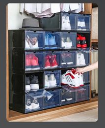 10pcslot PP Transparent Plastic Storage Shoe Boxes Storage Dustproof Drawer Storage Box Cabinet Can be folded and removable CZG 4994934