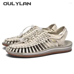 Casual Shoes Large Size Multi-color Knit Couple Men Woven Sandals Fashion Wading Beach Summer Breathable Roman Shoe