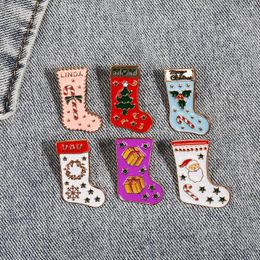 Brooches Candy Canes Wreath Santa Claus Tree Star Pattern Sock Merry Christmas Snowflake Enamel Pins For Dad Mom Xmas Gift