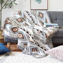 Bohemian Plaid Blanket for Sofa bed Decorative Blankets Outdoor Camping Picnic Blanket Boho Sofa cover throw Blanket With Tassel 240514