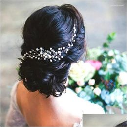 Hair Clips Barrettes Elegant Flowers Beads Faux Pearl Alloy Bride Combs Women Handmade Decorative Clip Fashion White Dress Headwear Dr Otzv7