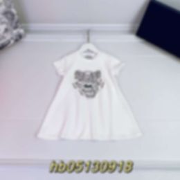 kids Dresses Summer Girls' Pure Cotton Jersey Big Flower Printed Short Sleeve Dress Loose Comfortable T-dress