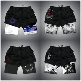Summer Anime Fitness Sexy Shorts Comfortable Man Brand Gym Boxing Sports Casual Large Double Layer 240517