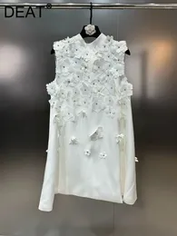 Casual Dresses DAET Trendy Fashion Women's Flower Diamonds Design Dress 2024 Spring Items Stand Collar Sleeveless Female 11XX8797