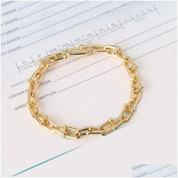 Beaded Designer Charm 18K Gold Cuban Chain Bracelet Luxury Love Diamond Letter Women Fashion High Quality 925 Sterling Sier Classic J Otnxs