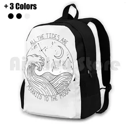 Backpack Brand Mene Design Outdoor Hiking Riding Climbing Sports Bag Tattoo Liork Black And White