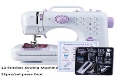 Multifunction Mini Sewing Machine 505A 12 Stitches Replaceable 11pc Presser Foot Power Supply LED Light Sewing classes2874066