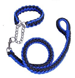 High Quality Adjustable Nylon Dog Collar Leash Set Soft Collar For Large Dogs Pet Endure Bite Leash P Chain Rope 32 S219302690173