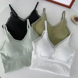 Women's Tanks Lace Crop Top For Women Summer Underwear Ladies Camisole Tank With Pads Spaghetti Strap Bra Corset Sleeveless Tube Tops