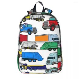 Backpack Cartoon-style Truck Illustrations Backpacks Boys Bookbag Fashion Children School Bags Portability Laptop Rucksack Shoulder Bag