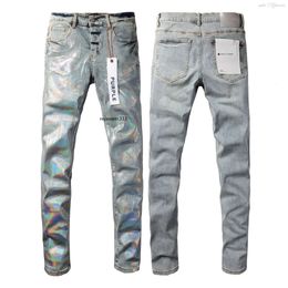 Designer stack uomini europei ricami trapunte strappato per il marchio di tendenza antage pantaloni da uomo pieghevole magli magli magli jeans viola