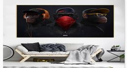 Modern Wall Art Canvas Painting Funny Thinking Monkey with Headphone Poster Prints Animal Wall Picture for Living Room Home Decor2375579