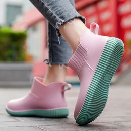 Thick Bottom Adult Women Rain Boots Outer Wear Water Shoe Waterproof Rain Rubber Shoes Galoshes Female Rainboot Female 240514