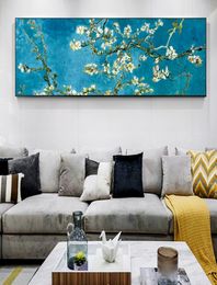 Van Gogh Almond Blossom Flowers Paintings on Cnavas Modern Long Banner Canvas Art Print Wall Poster for Home Room Wall Decoration1142005