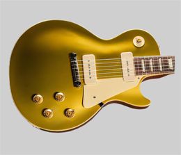New! ! ! ! ! Standard gold electric guitar, solid body flame top, mahogany Fretboard, yellow pickup258 1959
