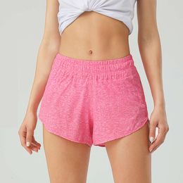 Lu alinhamento de shorts de verão esportivo de poliéster ginástica feminina de ioga respirável Bicker Cyclg shorts com bolsos construídos Casual Tecida T/T ll Lmeon Gym Woman