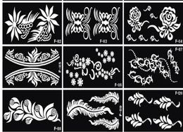 10 pcs lot Mehndi Indian Henna Tattoo Stencil reuseable Tatoo Template Professional Tattoos For hand Painting bride309Z4109538