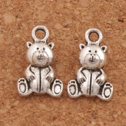 200pcs lot Sitting Bear Spacer Charm Beads Antique Silver Pendants Alloy Handmade Jewellery DIY L070 10x15 7mm 286W