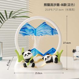 Decorative Objects Figurines Modern gifts for living room new home decorations panda quicksand paintings TV cabinets foyer H240517 H7LA