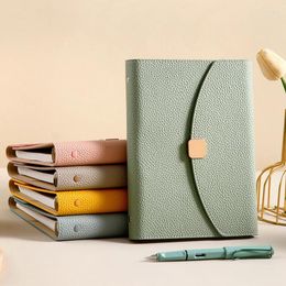 3-Fold Loose-Leaf A5 Notebook Simple Business Soft Leather Cover Removable Metal Clip 100 Sheets/Book Office Study Stationery