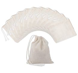100 Pieces Drawstring Cotton Bags Muslin Bags Brew Bags 4 x 3 Inches6838578