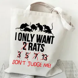 Shopping Bags Rat Women's Grocery Handbags Eco Reusable Bag Cartoon Animal Tote Casual Fashion Women