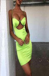 New1 Night Satin Tight Women Sexy Cutout Neon Summer Dress Woman Ladies Party Bodycon5840088