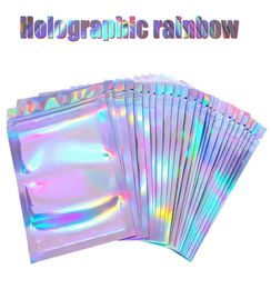 Food Storage Ziplock Resealable Smell Proof Bags Foil Holographic Flat Bag for Candy Jewelry Sample Storage Packaging6201375