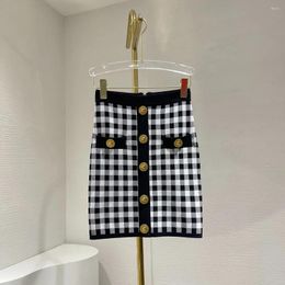 Skirts 2024 Fashion Spring Summer High Quality Women Clothing Black White Plaid Mini Skirt