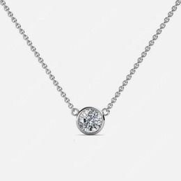 Round Lab Grown Diamond CVD HPHT Bezel Set Women Solitaire 10k 14k 18k Pendant Necklace D VS Diamond Jewellery Woman NO IGI 240119