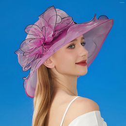 Wide Brim Hats Buoy Hat Womens Summer Dress Leaf Flower Bridal Shower Sun Beach Garden Visor