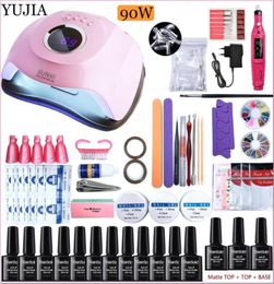 Nail Art Kits YUJIA Gel Set Acrylic Polish Kit With 90W UV LED Lamp Polygels Tools4872912