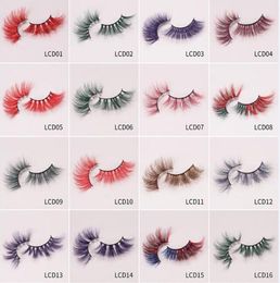 25mm colored 5D Mink false eyelashes 17style thick Eyelashes Luxury Colorful Natural Cosplay Imitated Mink thin eyelashes3736890