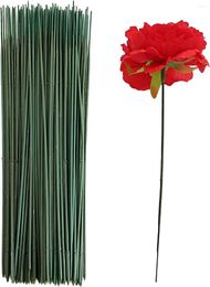 Decorative Flowers 100 PCS Floral Wire Stems Green Florist Thick Stem Sugar Flower Floristry Stub For