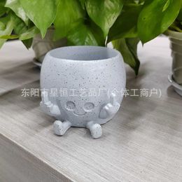 Vases New Double Hand Vertical Middle Finger Flower Pot Resin Statue Decoration Potted Garden Home Courtyard Design H240517