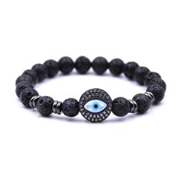 Beaded Friedman Lava Volcanic Stone Devils Eye Bracelet Mens And Womens Essential Oil Diffusion Yoga Couple Jewellery Drop Delivery Bra Dhwk6