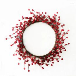 Decorative Flowers 1pc/lot Factory Directly Sale Christmas Festive Artificial Red Berry Wreath For Front Door Wall Decor