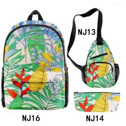 Backpack Fashion Youthful Funny Creative 3pcs/Set 3D Print Bookbag Laptop Daypack Backpacks Chest Bags Pencil Case